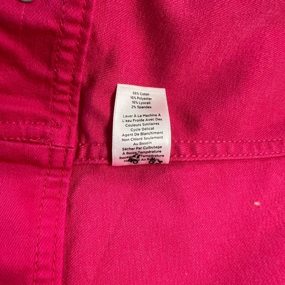 Talbots Classic Denim Jacket w/ Ruffle Front - hot pink, SP - Picture 6 of 11